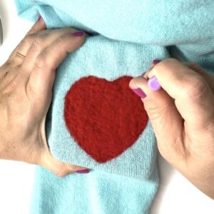 DIY HEART ELBOW PATCH SWEATER