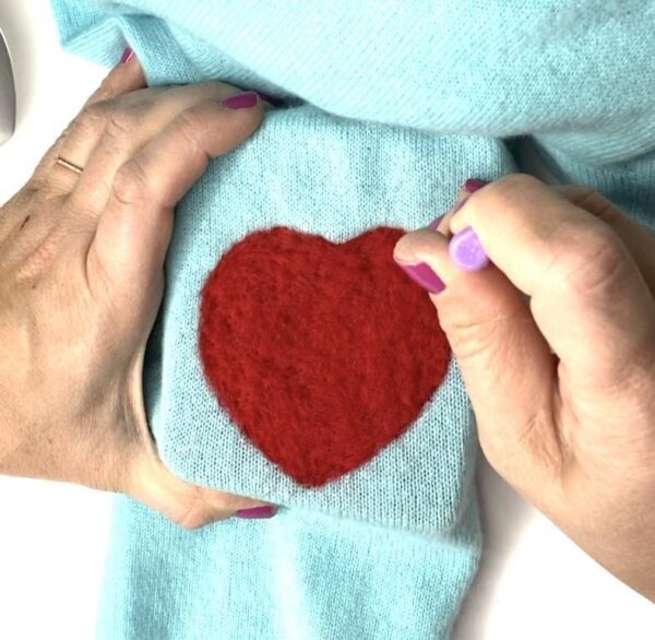 DIY HEART ELBOW PATCH SWEATER