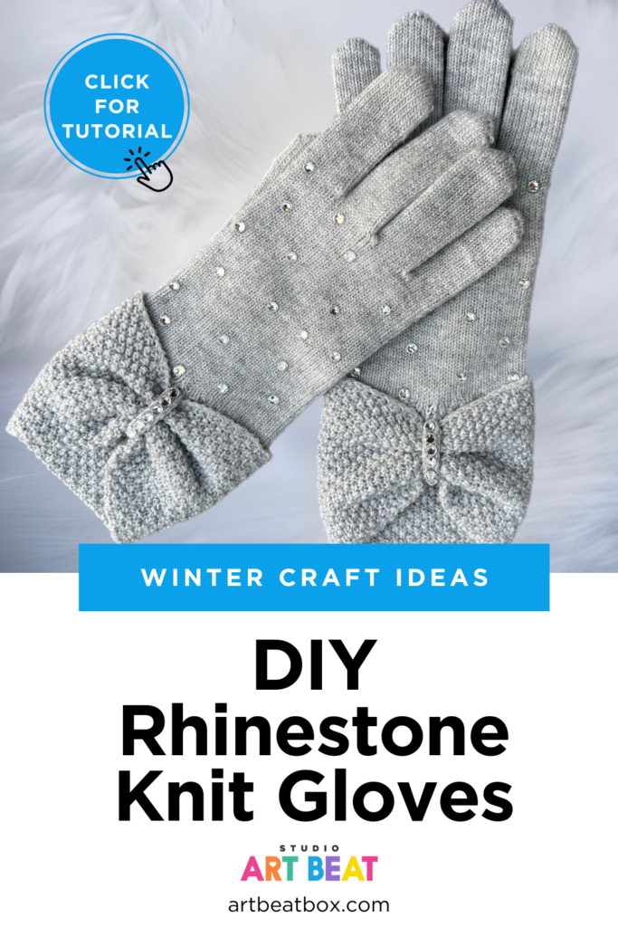 DIY rhinestone knit gloves